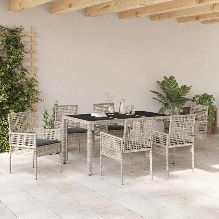 Have Spisebordssæt 7 pcs Lysegrå polyrattan