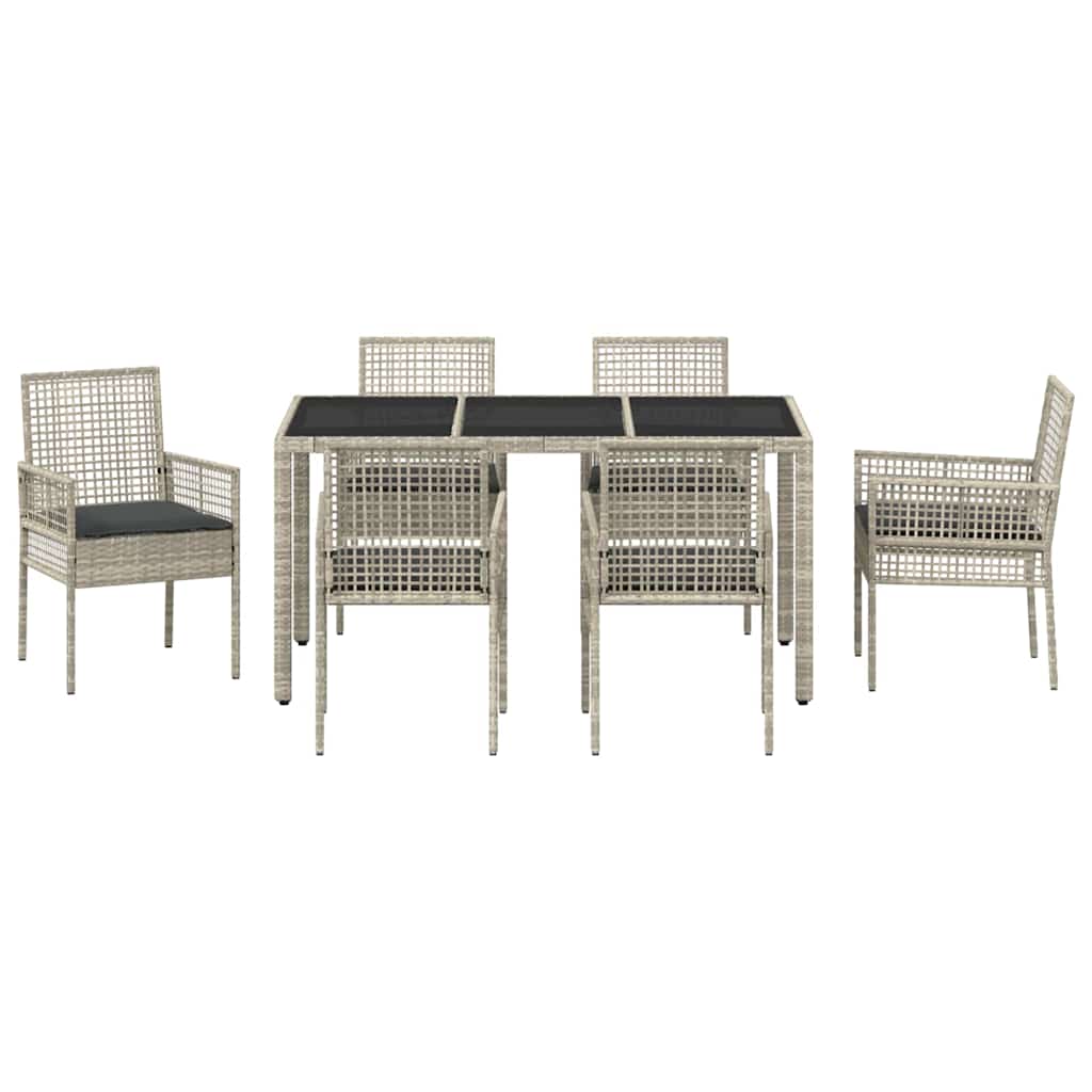 Have Spisebordssæt 7 pcs Lysegrå polyrattan