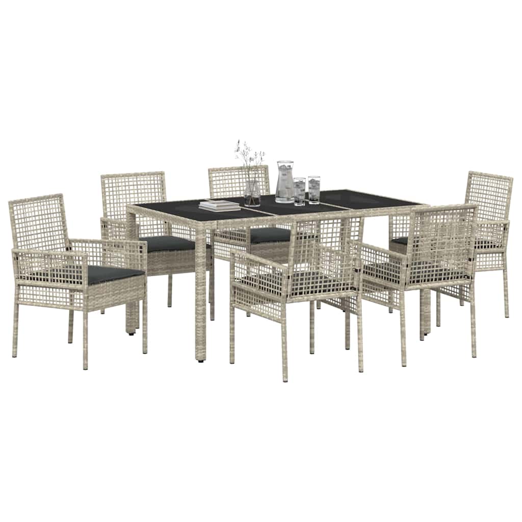 Have Spisebordssæt 7 pcs Lysegrå polyrattan