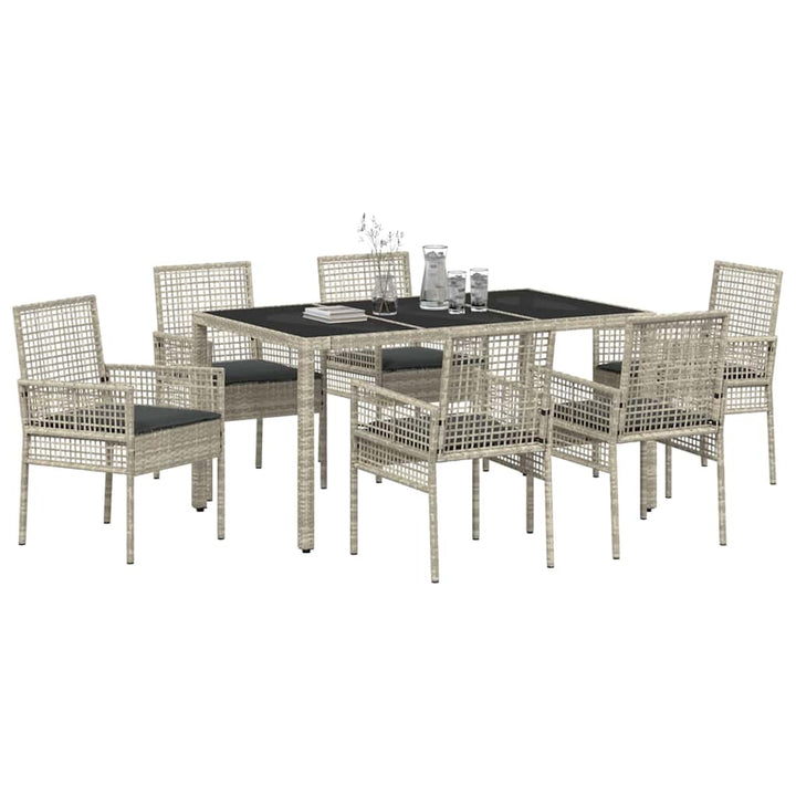 Have Spisebordssæt 7 pcs Lysegrå polyrattan