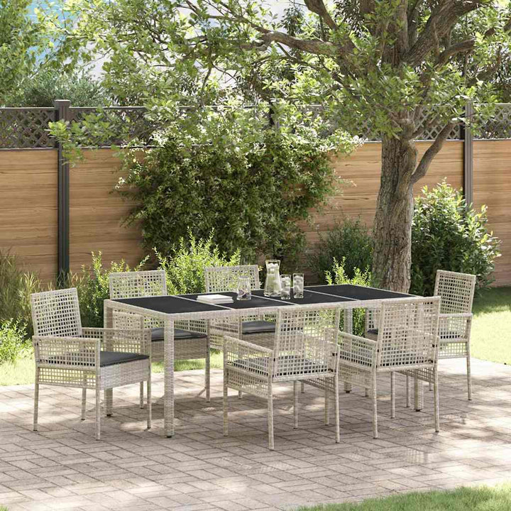 Have Spisebordssæt 7 pcs Lysegrå polyrattan