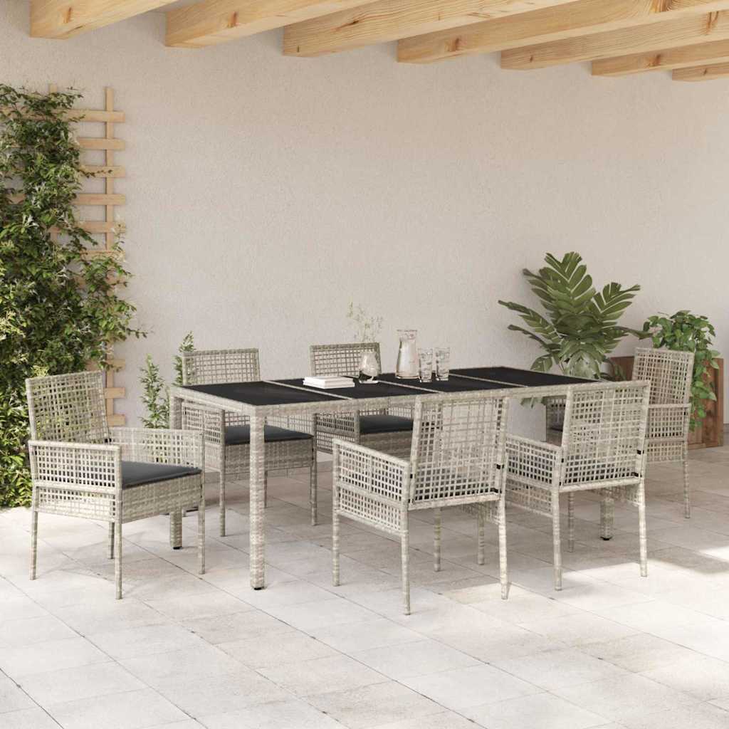 Have Spisebordssæt 7 pcs Lysegrå polyrattan