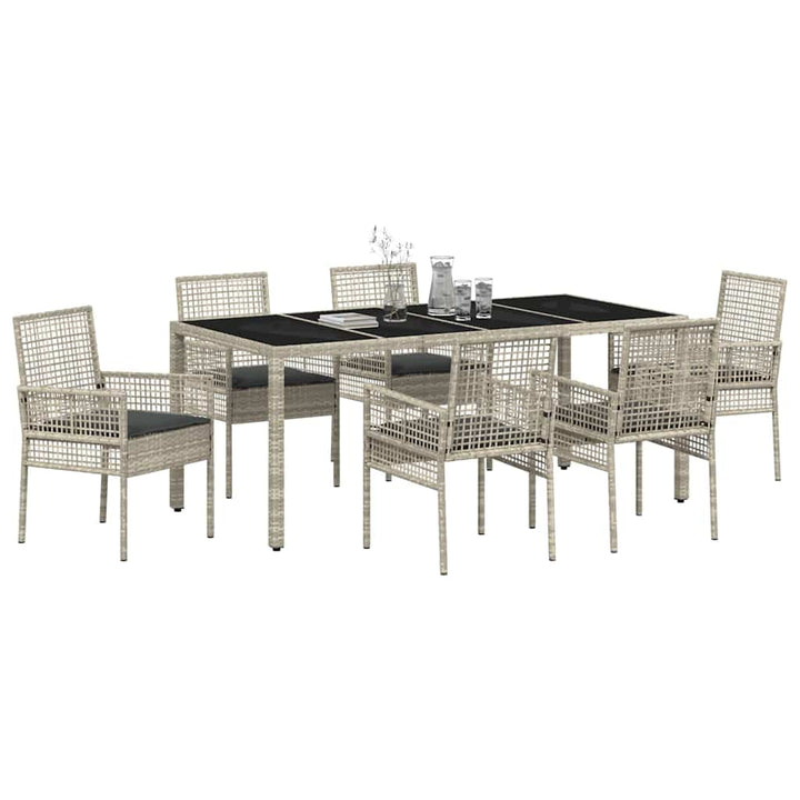 Have Spisebordssæt 7 pcs Lysegrå polyrattan