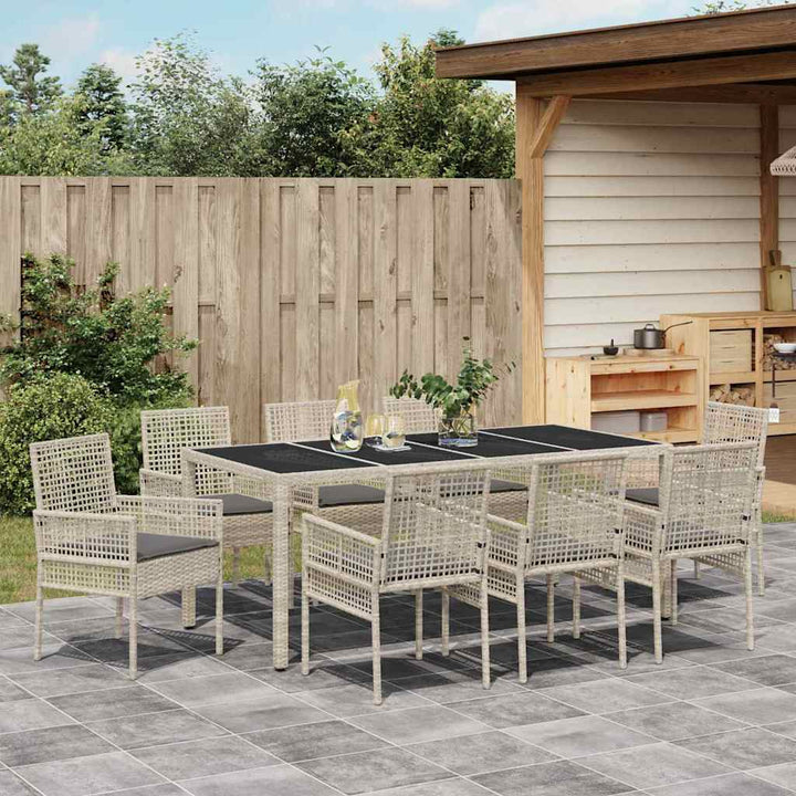 Have Spisebordssæt 9 pcs Lysegrå polyrattan