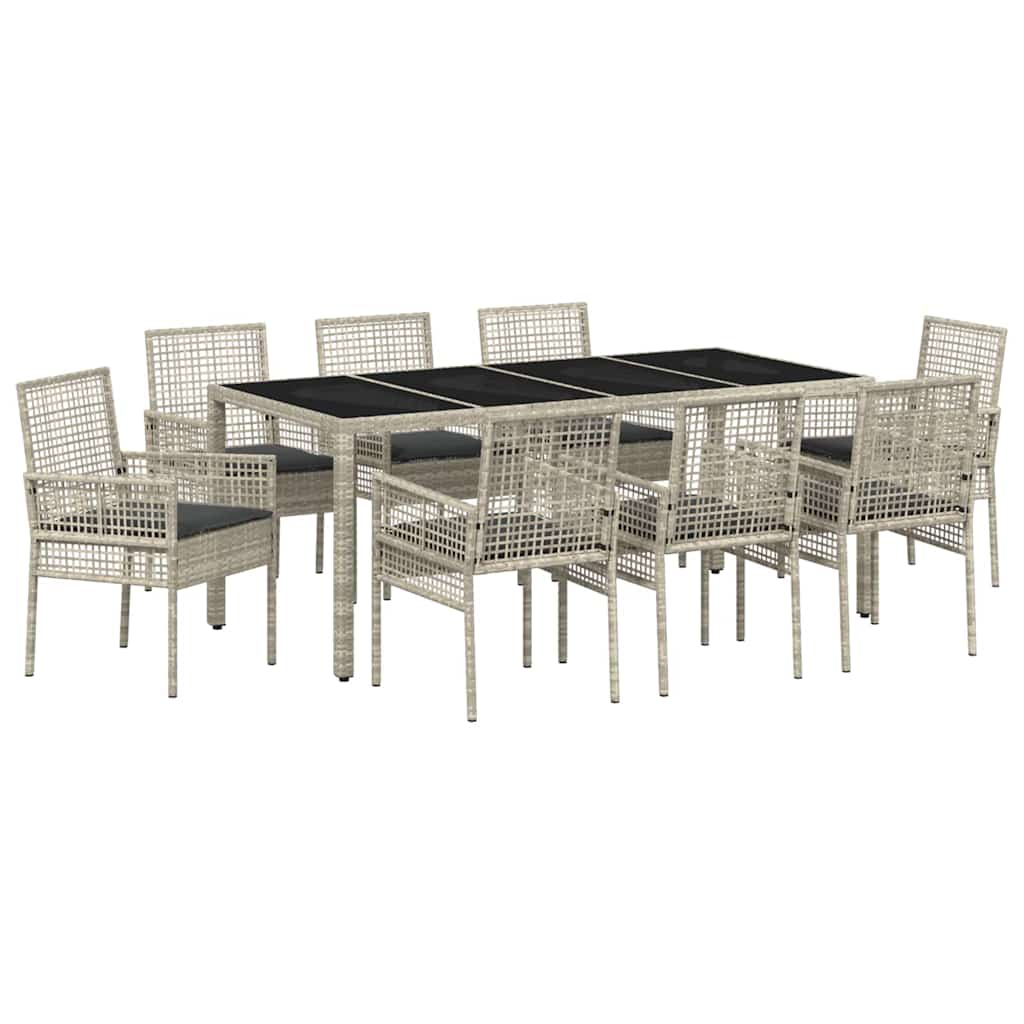 Have Spisebordssæt 9 pcs Lysegrå polyrattan