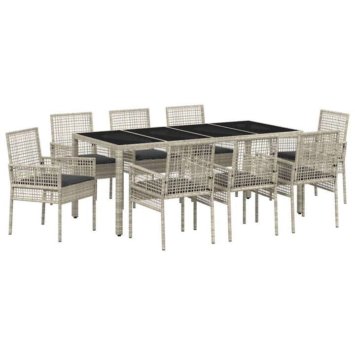 Have Spisebordssæt 9 pcs Lysegrå polyrattan