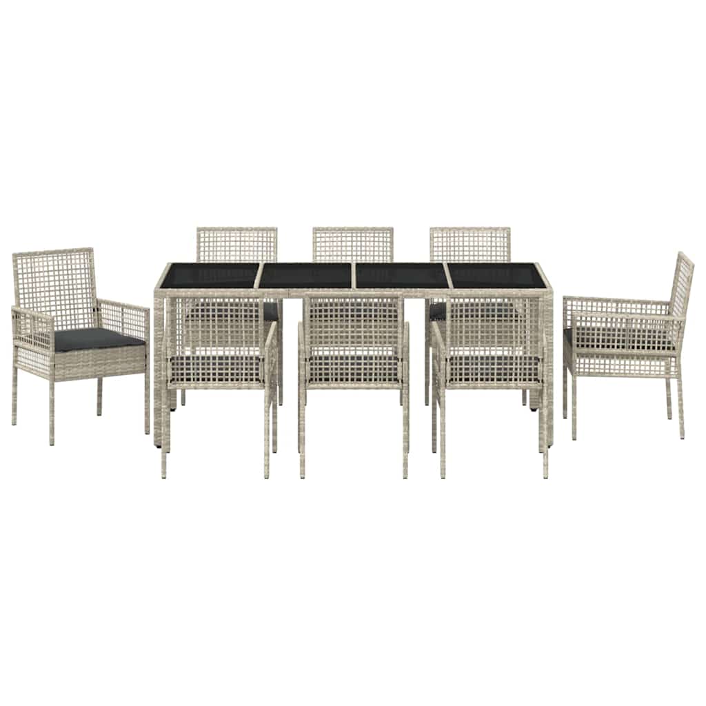 Have Spisebordssæt 9 pcs Lysegrå polyrattan