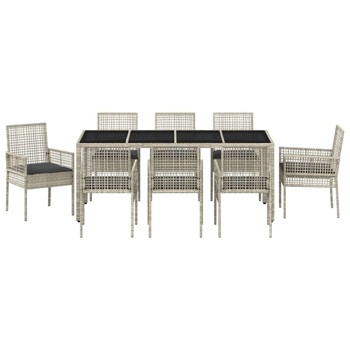 Have Spisebordssæt 9 pcs Lysegrå polyrattan