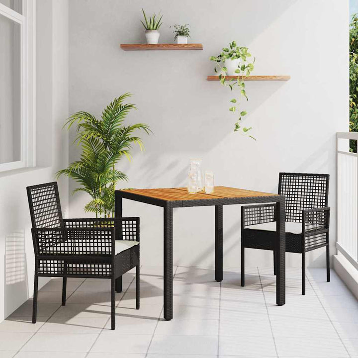 Have Spisebordssæt 3 stk. Sort polyrattan