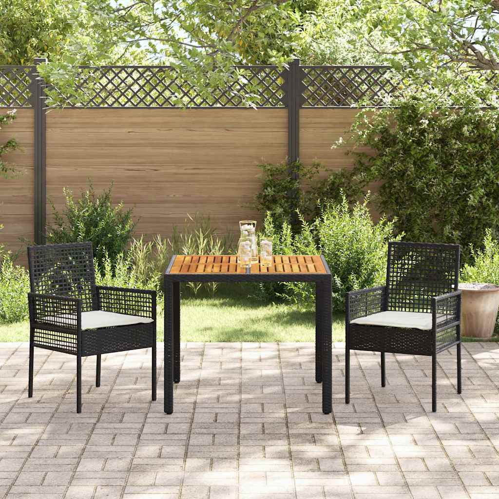 Have Spisebordssæt 3 stk. Sort polyrattan