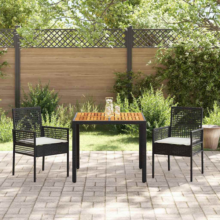 Have Spisebordssæt 3 stk. Sort polyrattan