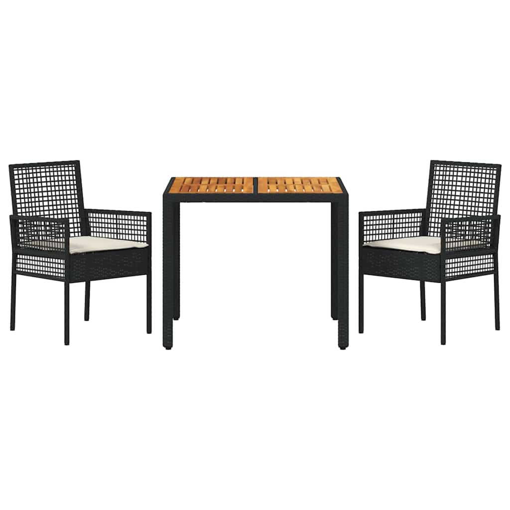 Have Spisebordssæt 3 stk. Sort polyrattan