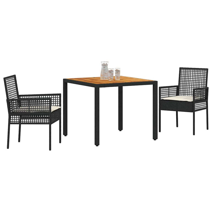 Have Spisebordssæt 3 stk. Sort polyrattan