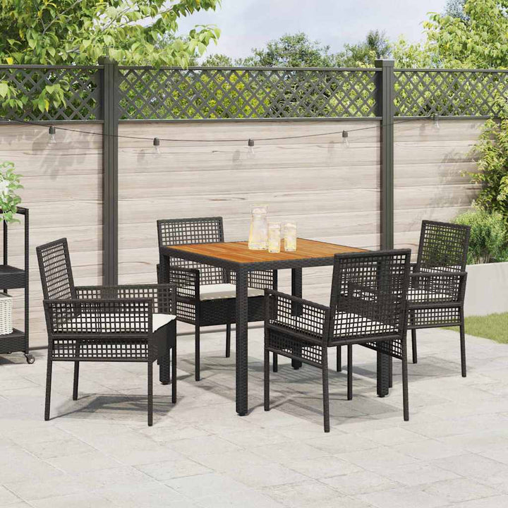 Have Spisebordssæt 5 stk. Sort polyrattan