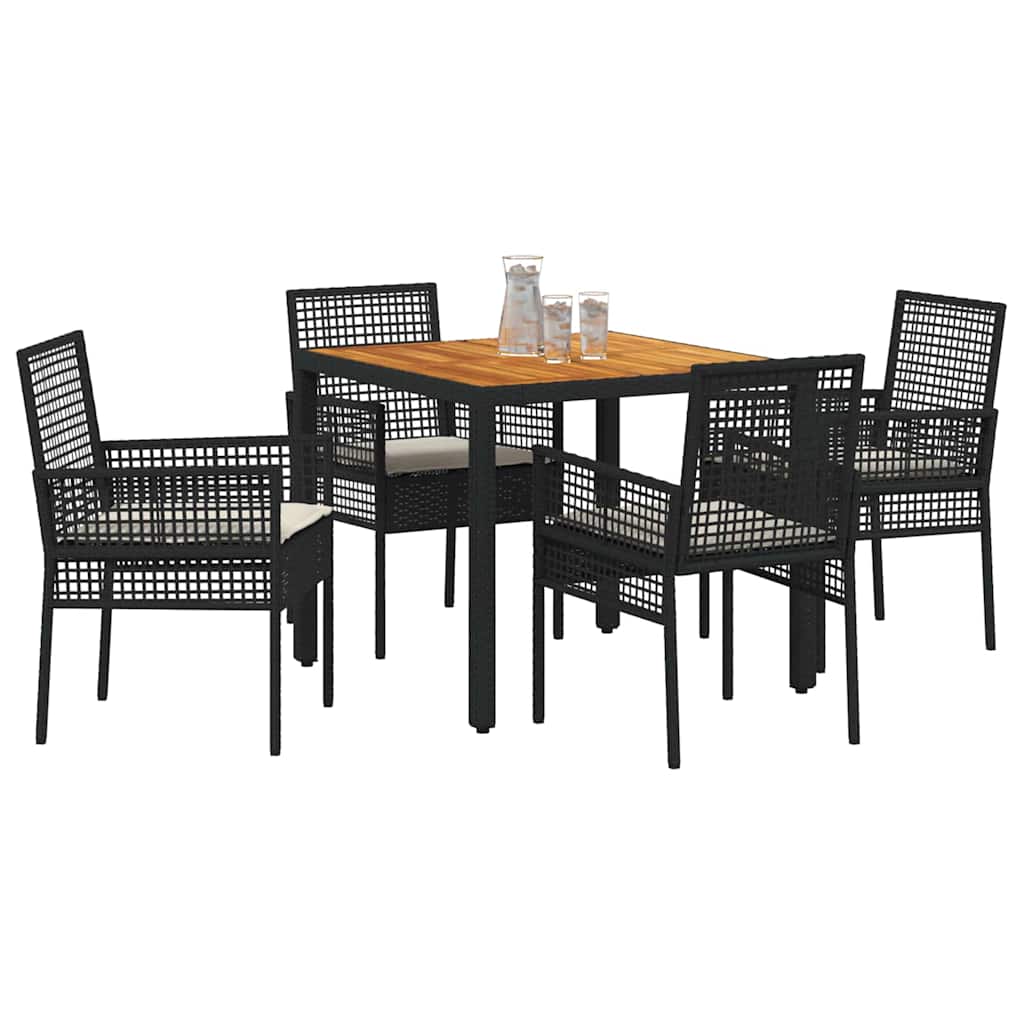 Have Spisebordssæt 5 stk. Sort polyrattan