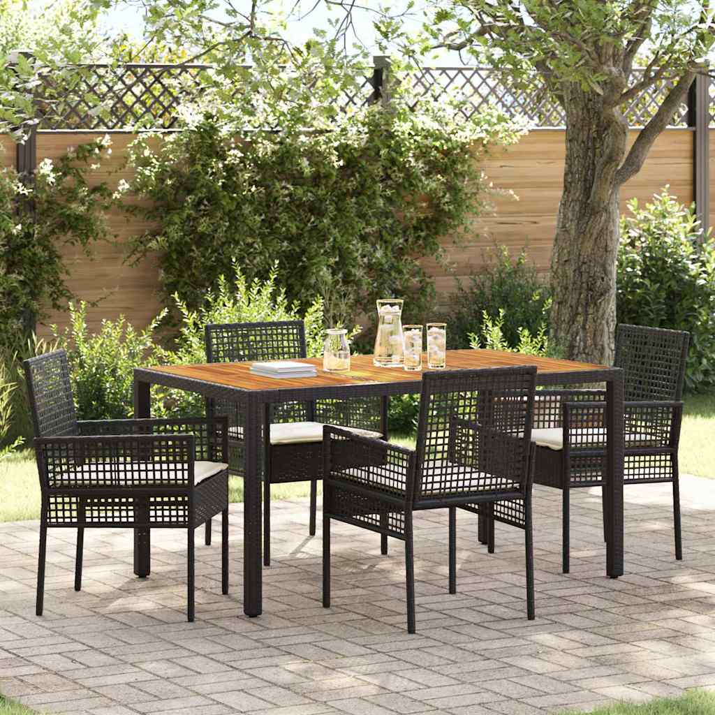 Have Spisebordssæt 5 pcs Sort polyrattan