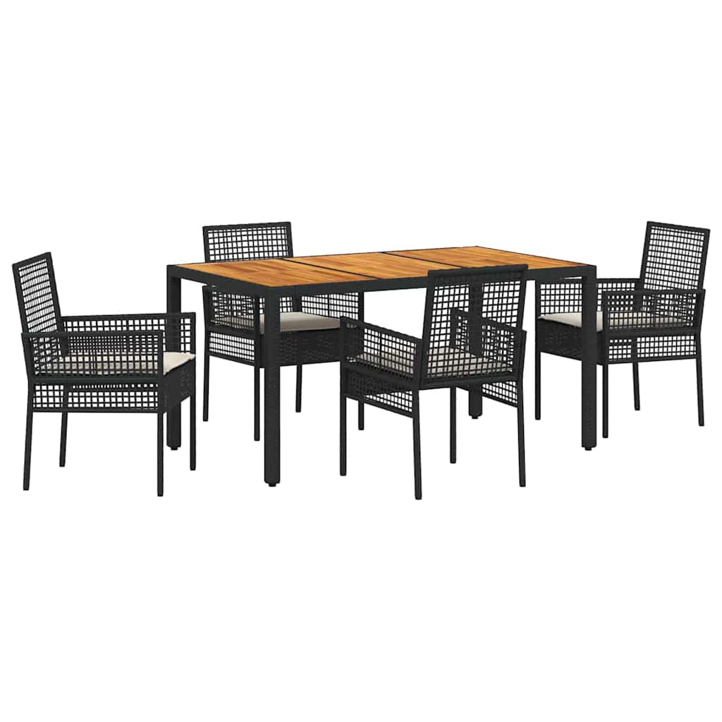 Have Spisebordssæt 5 pcs Sort polyrattan