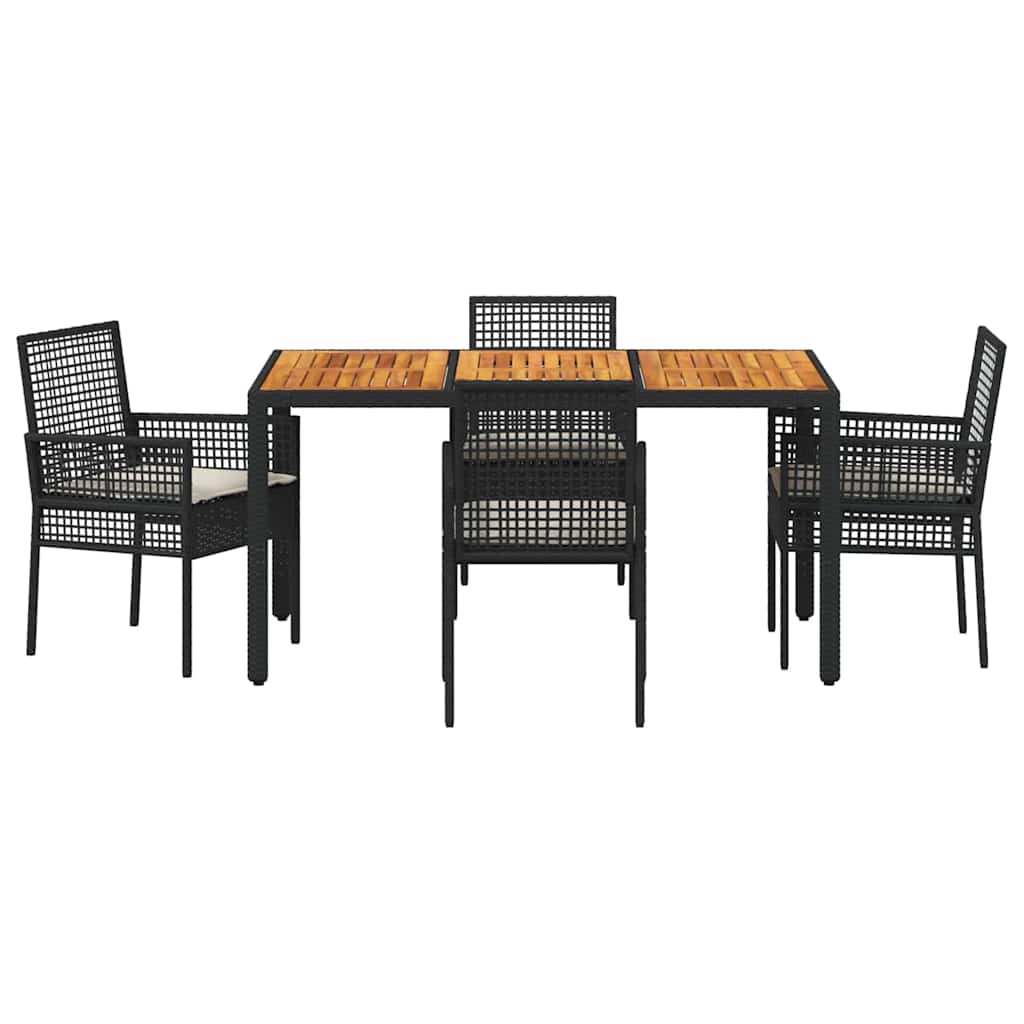 Have Spisebordssæt 5 pcs Sort polyrattan