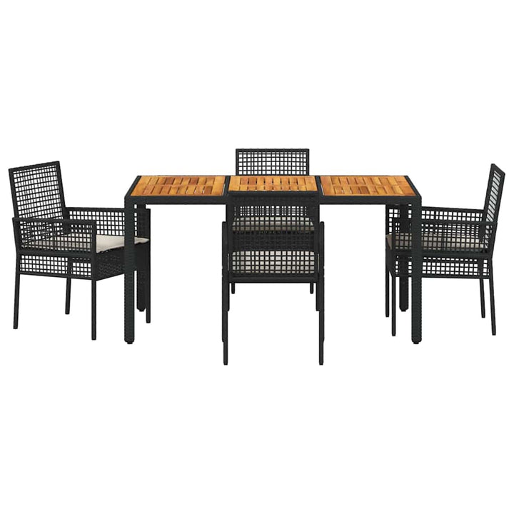 Have Spisebordssæt 5 pcs Sort polyrattan