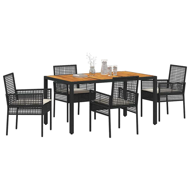Have Spisebordssæt 5 pcs Sort polyrattan