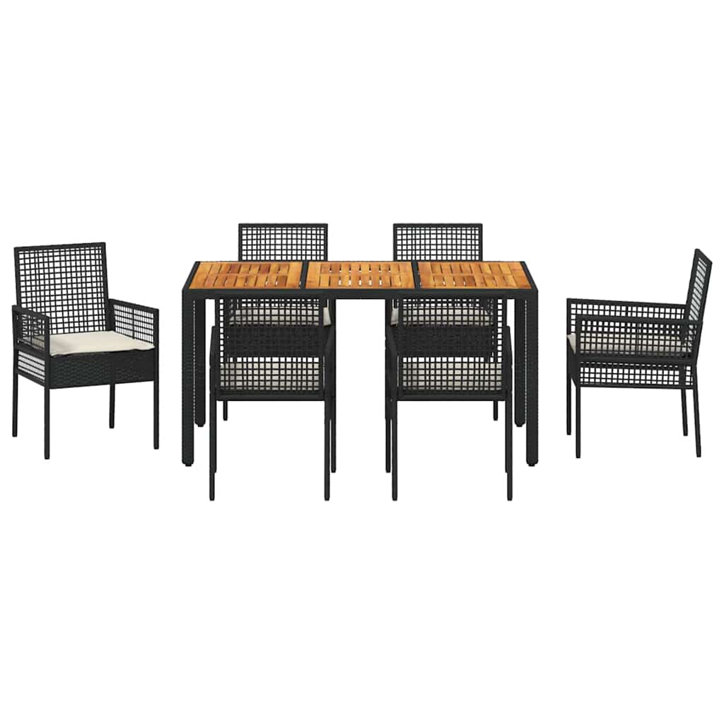 Have Spisebordssæt 7 pcs Sort polyrattan