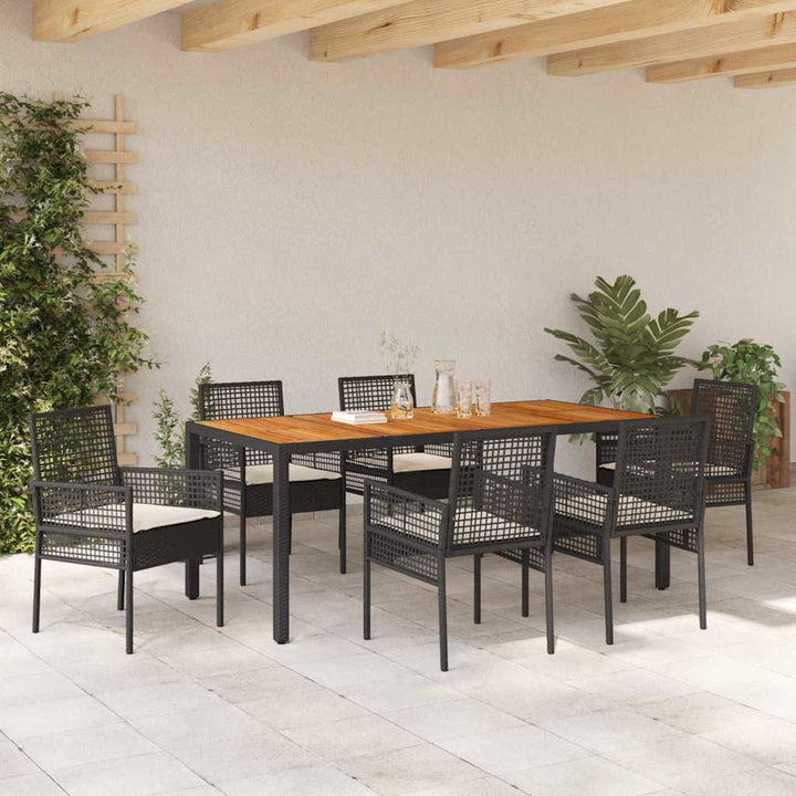 Have Spisebordssæt 7 pcs Sort polyrattan