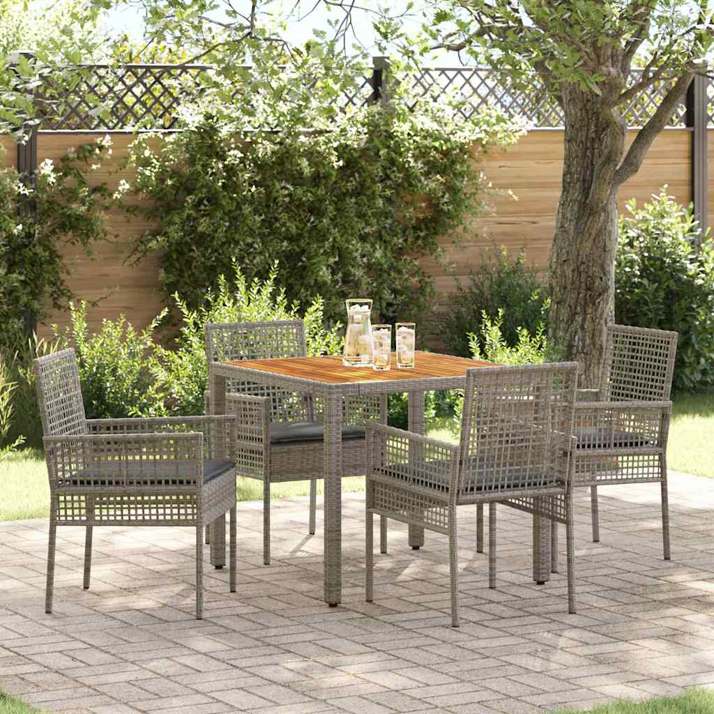 Have Spisebordssæt 5 pcs Grå polyrattan