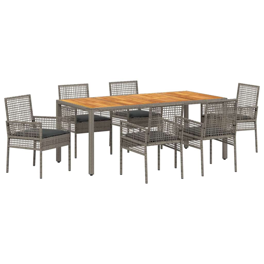 Have Spisebordssæt 7 pcs Grå polyrattan