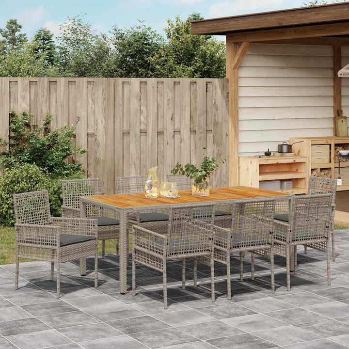 Have Spisebordssæt 9 pcs Grå polyrattan