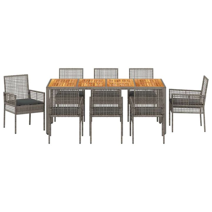 Have Spisebordssæt 9 pcs Grå polyrattan