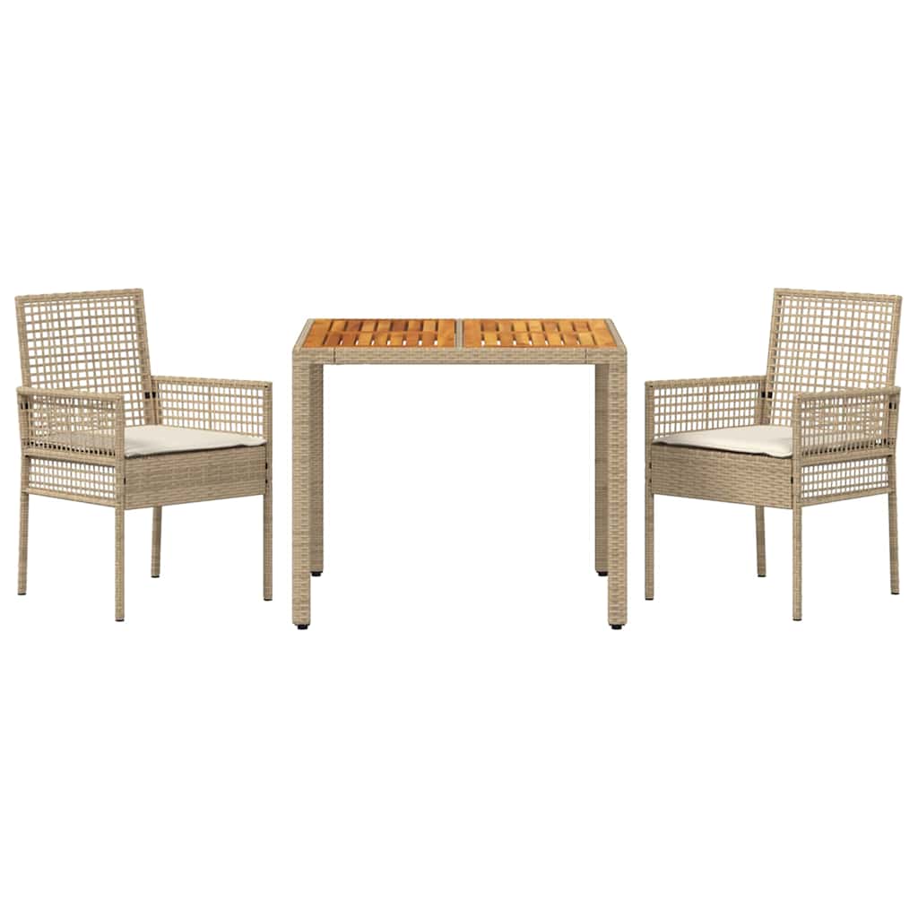 Have Spisebordssæt 3 pcs Beige polyrattan
