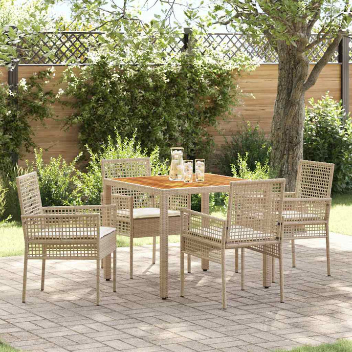 Have Spisebordssæt 5 pcs Beige polyrattan