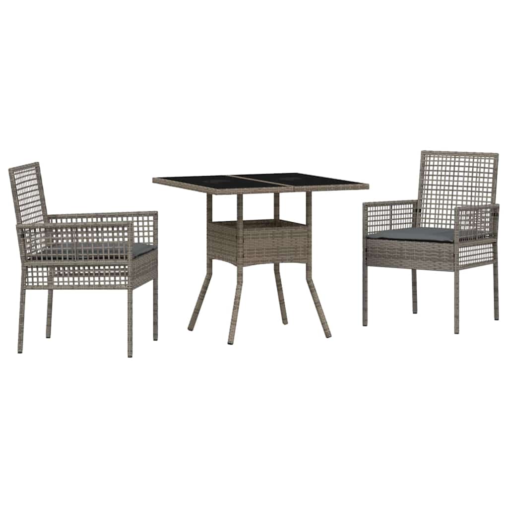 Have Spisebordssæt 3 pcs Grå polyrattan