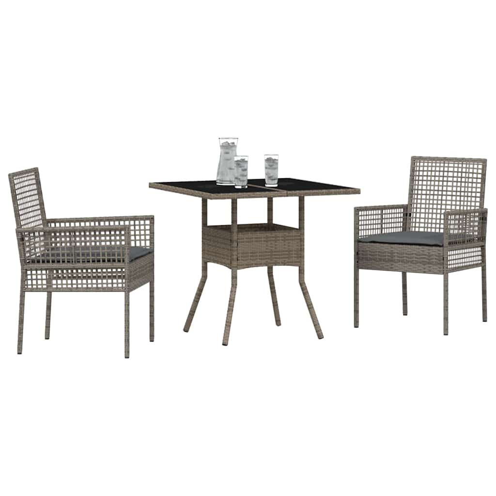 Have Spisebordssæt 3 pcs Grå polyrattan