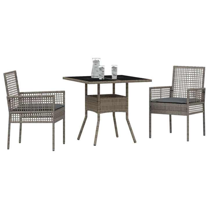 Have Spisebordssæt 3 pcs Grå polyrattan