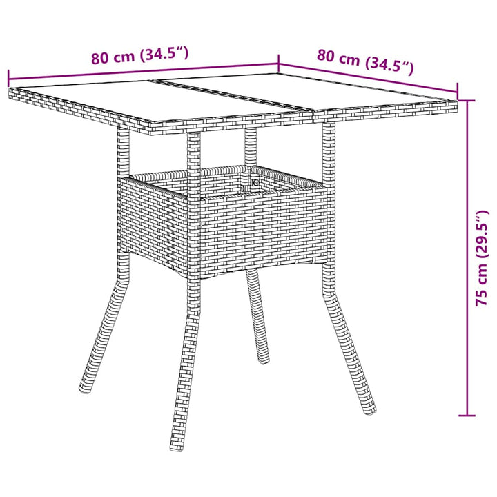 Have Spisebordssæt 3 pcs Grå polyrattan