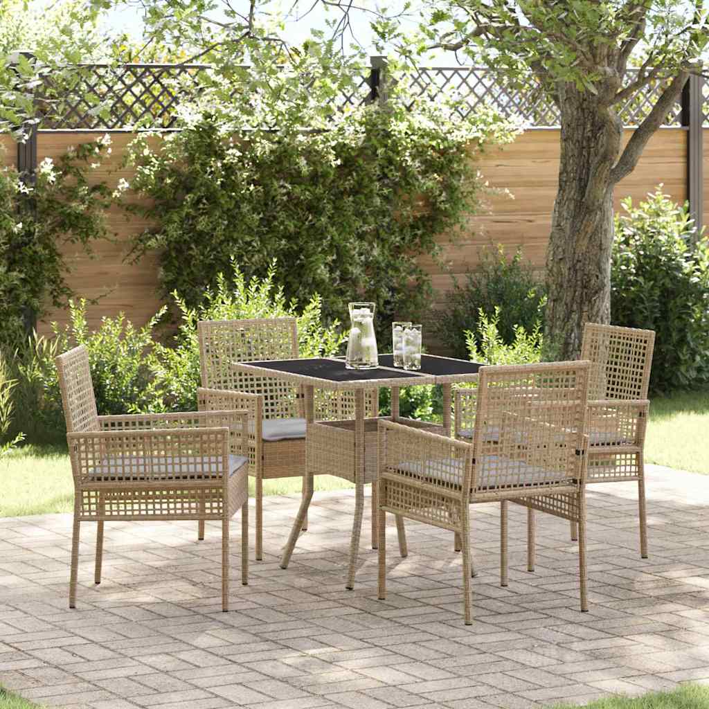 Have Spisebordssæt 5 stk. Beige polyrattan