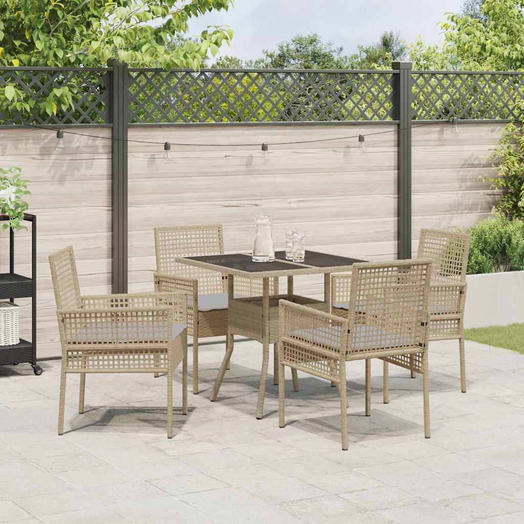 Have Spisebordssæt 5 stk. Beige polyrattan