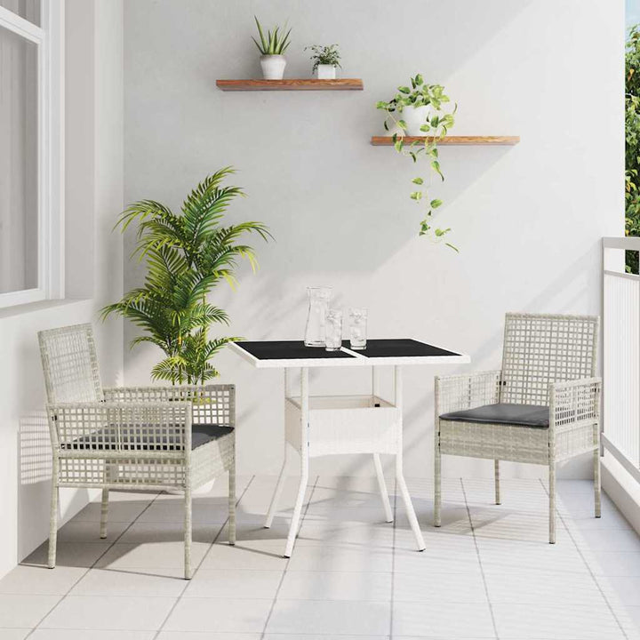 Have Spisebordssæt 3 pcs Lysegrå polyrattan