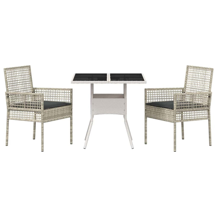 Have Spisebordssæt 3 pcs Lysegrå polyrattan