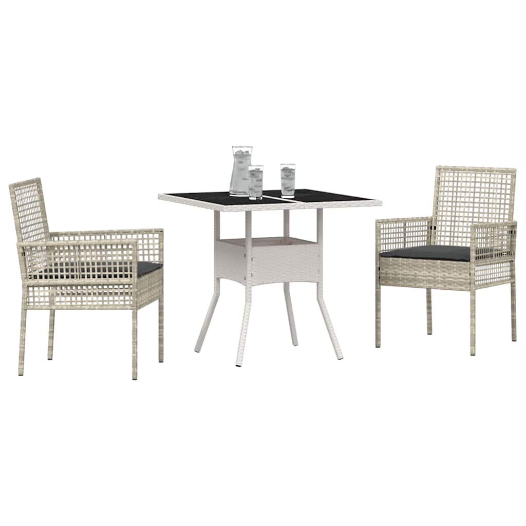 Have Spisebordssæt 3 pcs Lysegrå polyrattan