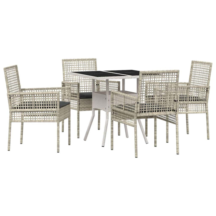 Have Spisebordssæt 5 pcs Lysegrå polyrattan