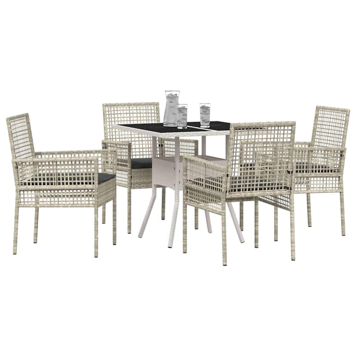 Have Spisebordssæt 5 pcs Lysegrå polyrattan
