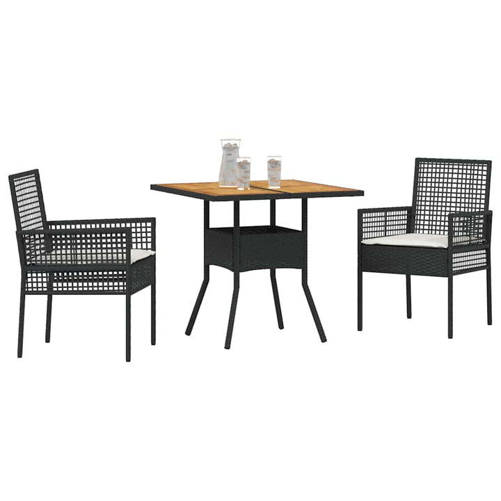 Have Spisebordssæt 3 pcs Sort polyrattan