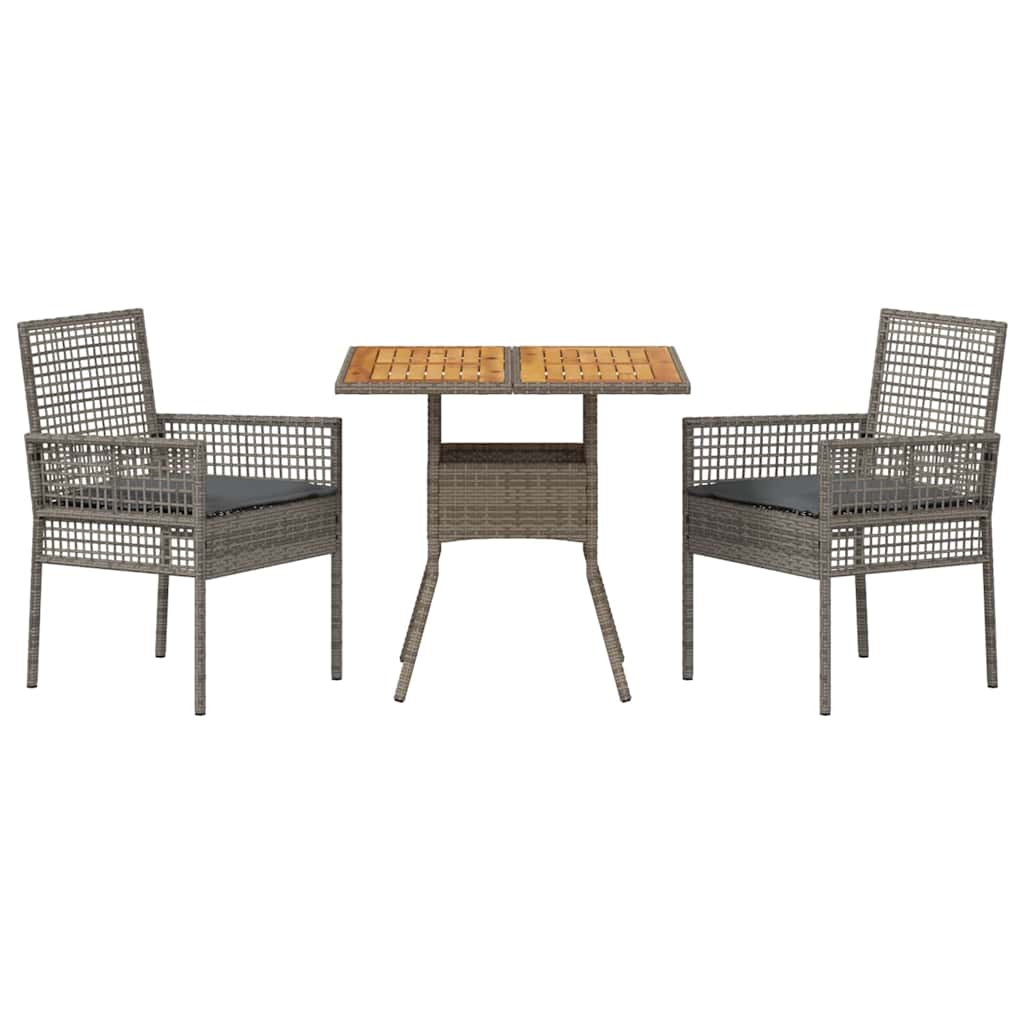 Have Spisebordssæt 3 pcs Grå polyrattan