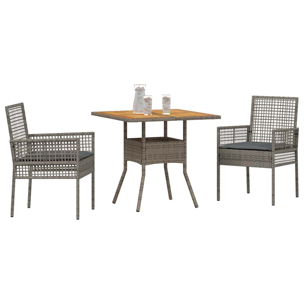 Have Spisebordssæt 3 pcs Grå polyrattan