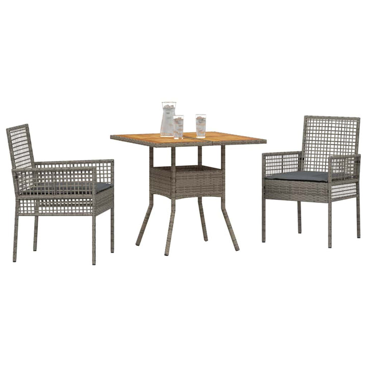 Have Spisebordssæt 3 pcs Grå polyrattan