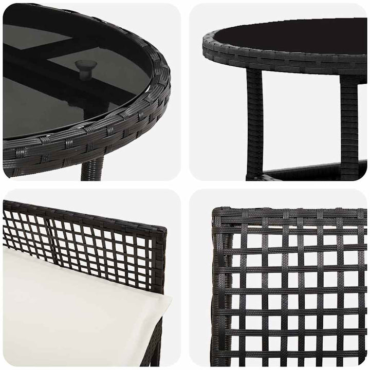 Have Spisebordssæt 3 pcs Sort polyrattan