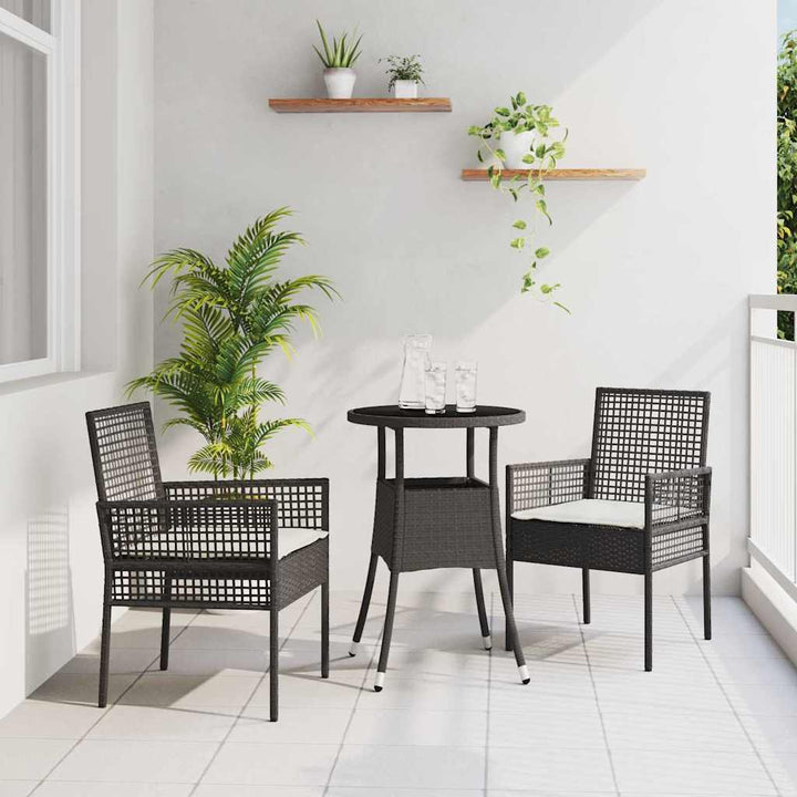Have Spisebordssæt 3 pcs Sort polyrattan