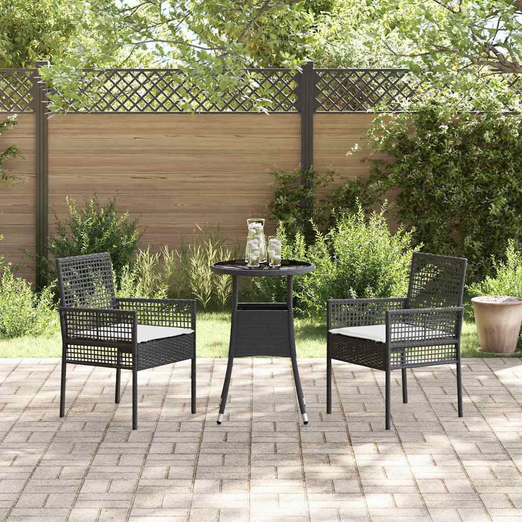 Have Spisebordssæt 3 pcs Sort polyrattan